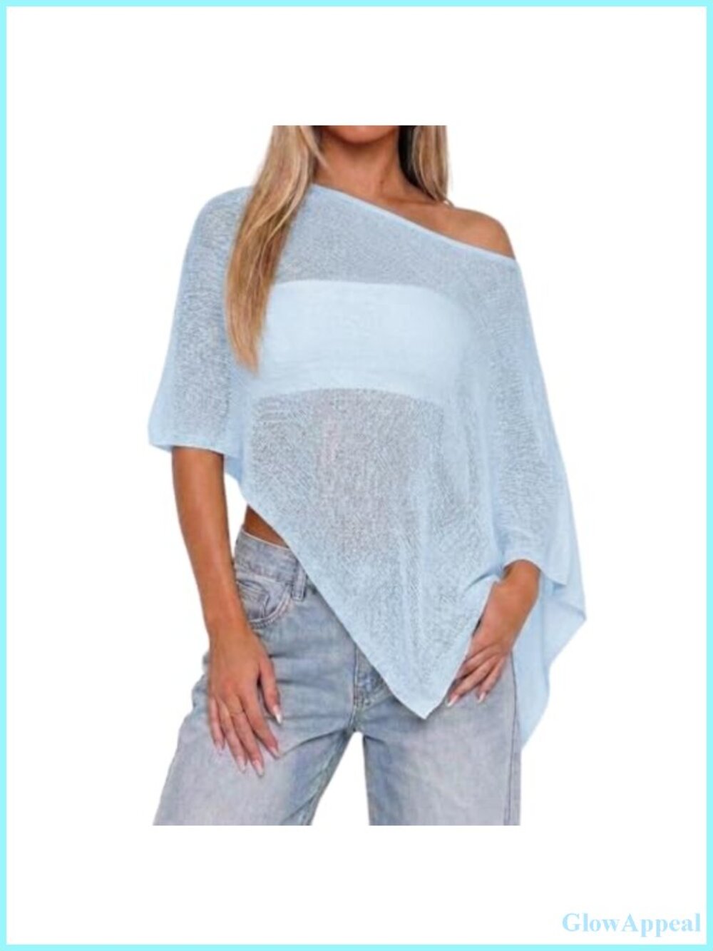 Women's Sheer Poncho Shrug Lightweight Knitted Cover Up Summer Beach Swimwear